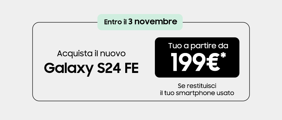 Samsung - Galaxy S24 FE - Galaxy AI is here - Immagine simulata a scopo illustrativo. È necessario accedere al proprio Samsung Account per utilizzare alcune funzionalità di Galaxy AI